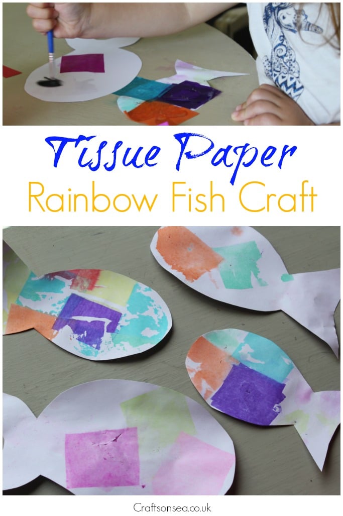 Tissue Paper Rainbow Fish Craft - Crafts on Sea